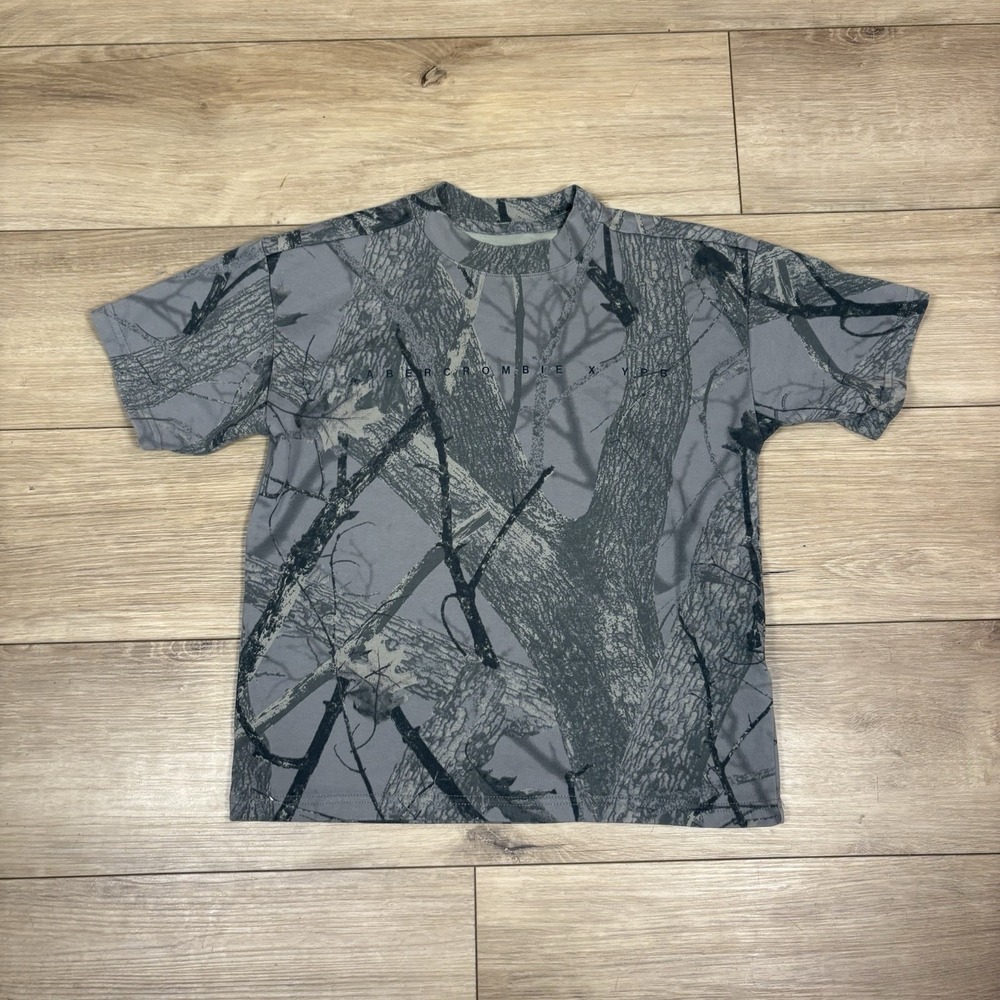 Abercrombie Kids Boys YPB Powersoft Active Logo Tee Green Camo Relaxed Fit 11/12